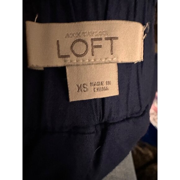 Loft Womens XS Linen Short Skirt Navy Blue Pull On Pockets Comfy Vacation Lined - Picture 4 of 8